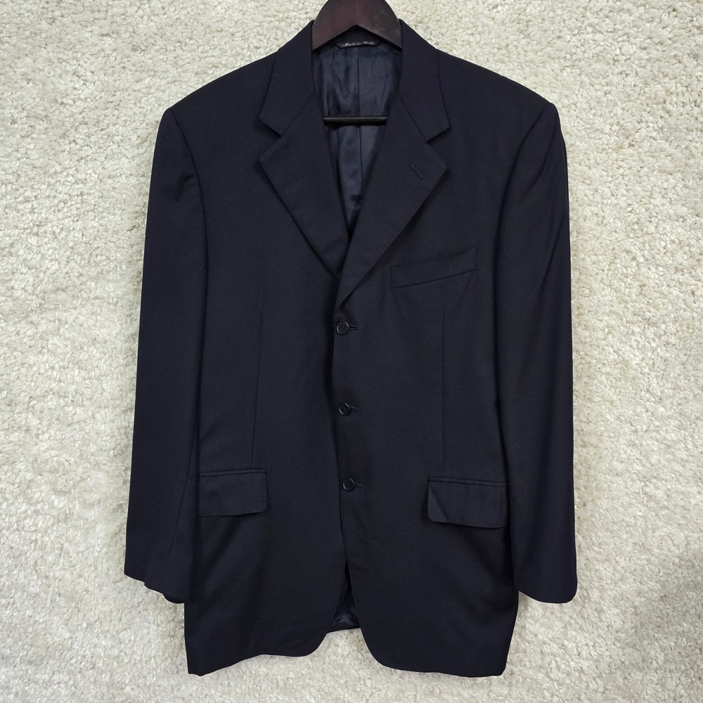 Canali Blazer Men‎ 40R Navy Blue Wool Three Button Classic Professional